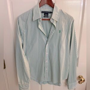 Ralph Lauren Polo Green/White Striped Button Down